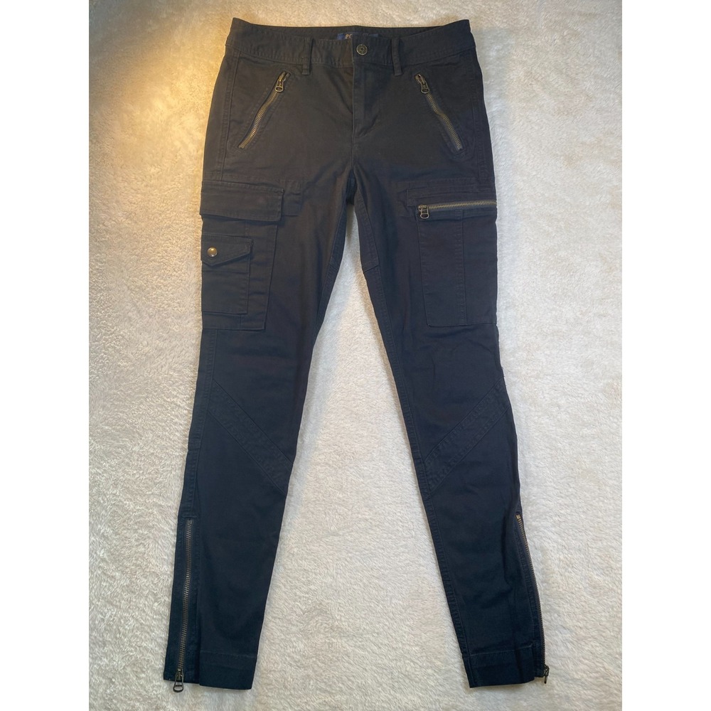 Polo Ralph Lauren Cargo Pants Women's Size 4 Black Utility Zip Pocket Stretch